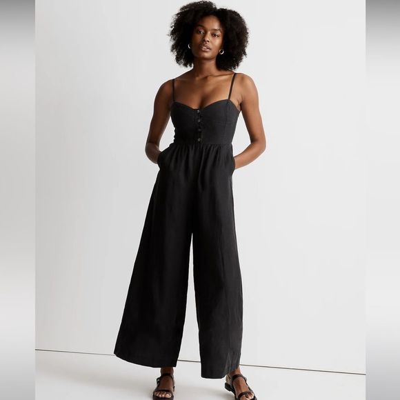 Madewell Pants - Madewell Black Wide-Leg Jumpsuit with Spaghetti Straps